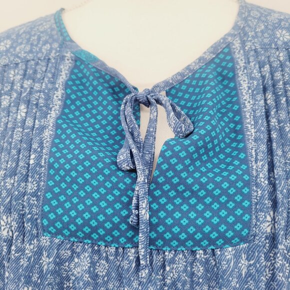GAP Blue Floral Print Peasant Cottage Core Boho Top - Picture 7 of 11
